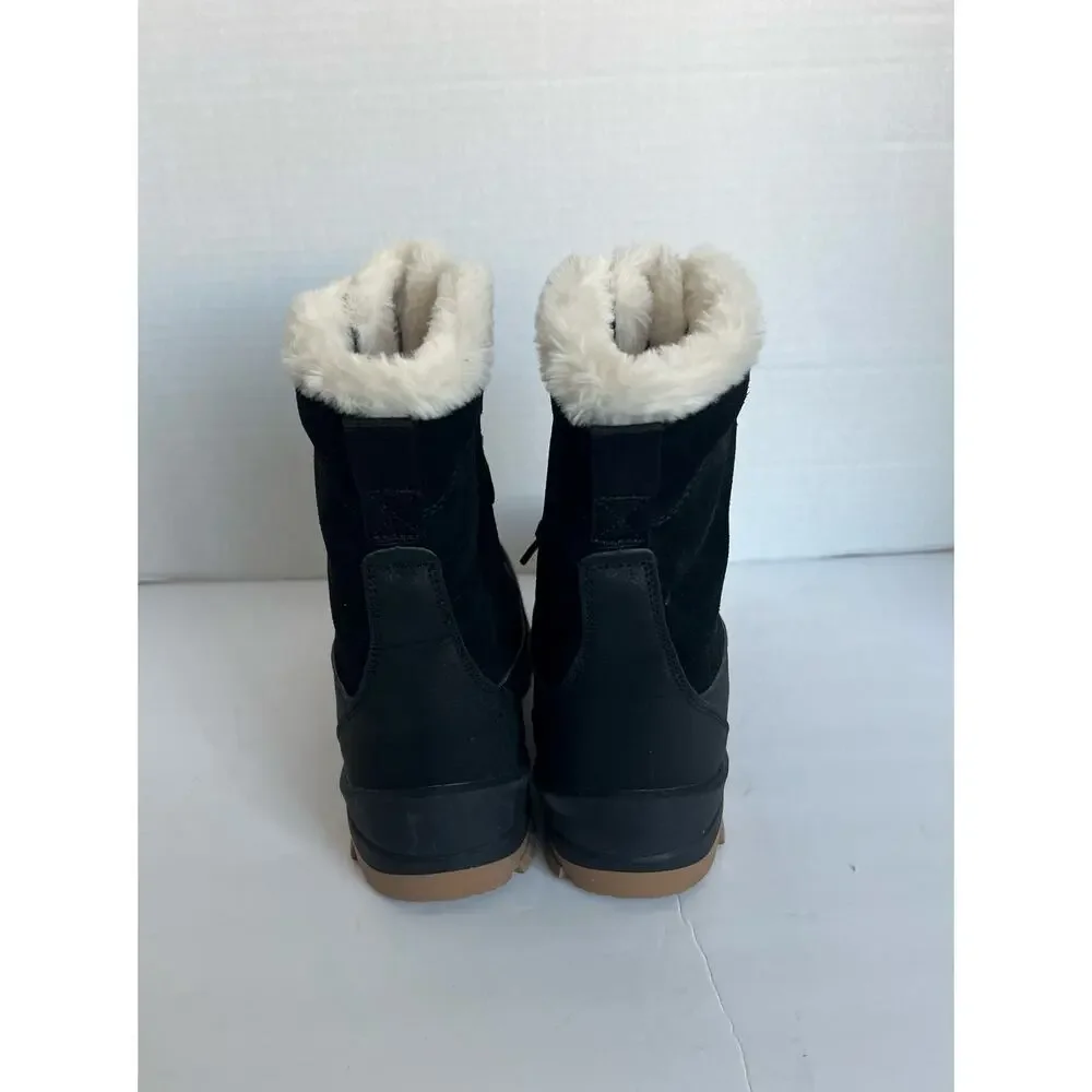 Universal Thread Black Leather Faux Fur Waterproof‎ Ankle Winter Snow Boots 7W